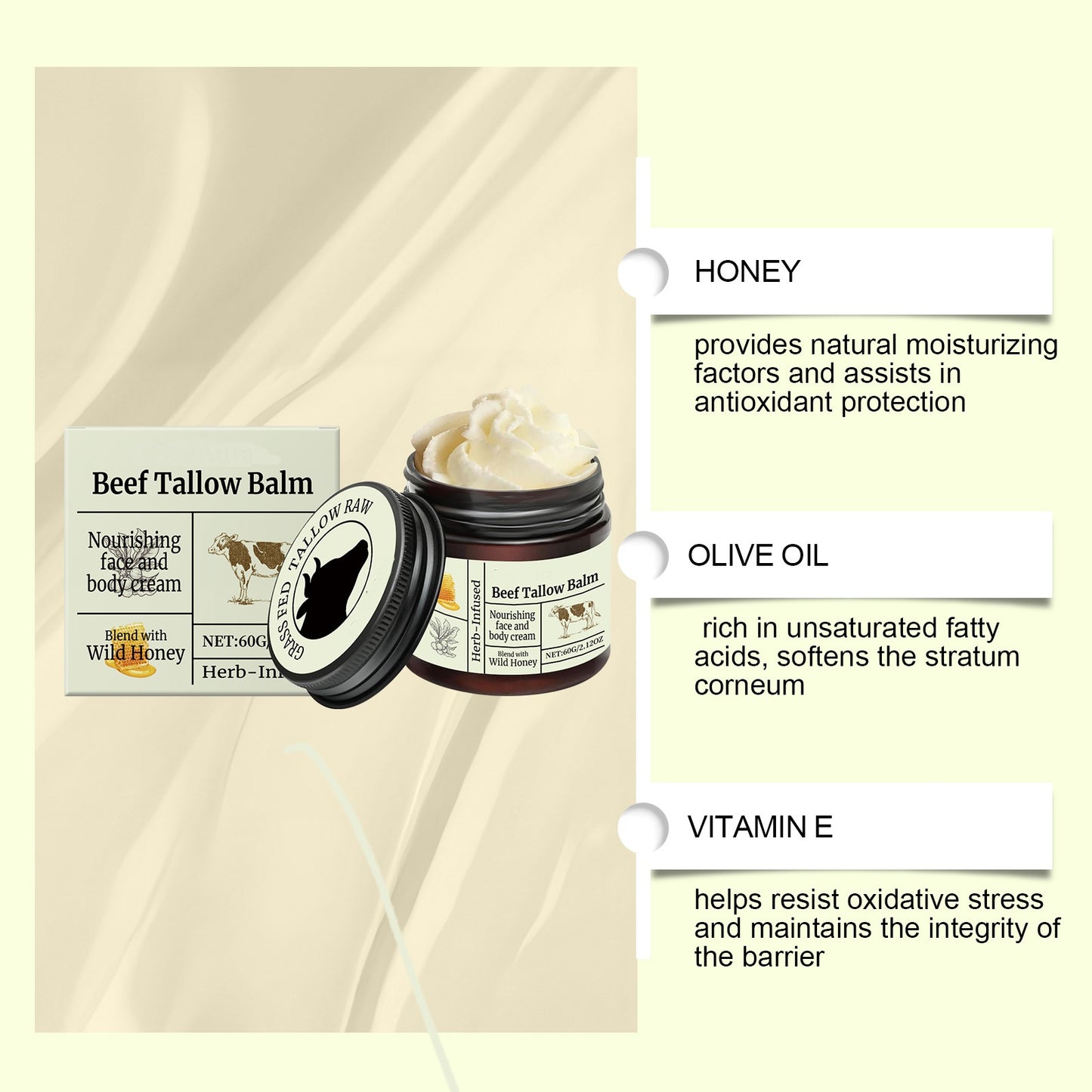 Beef tallow balm moisturiser