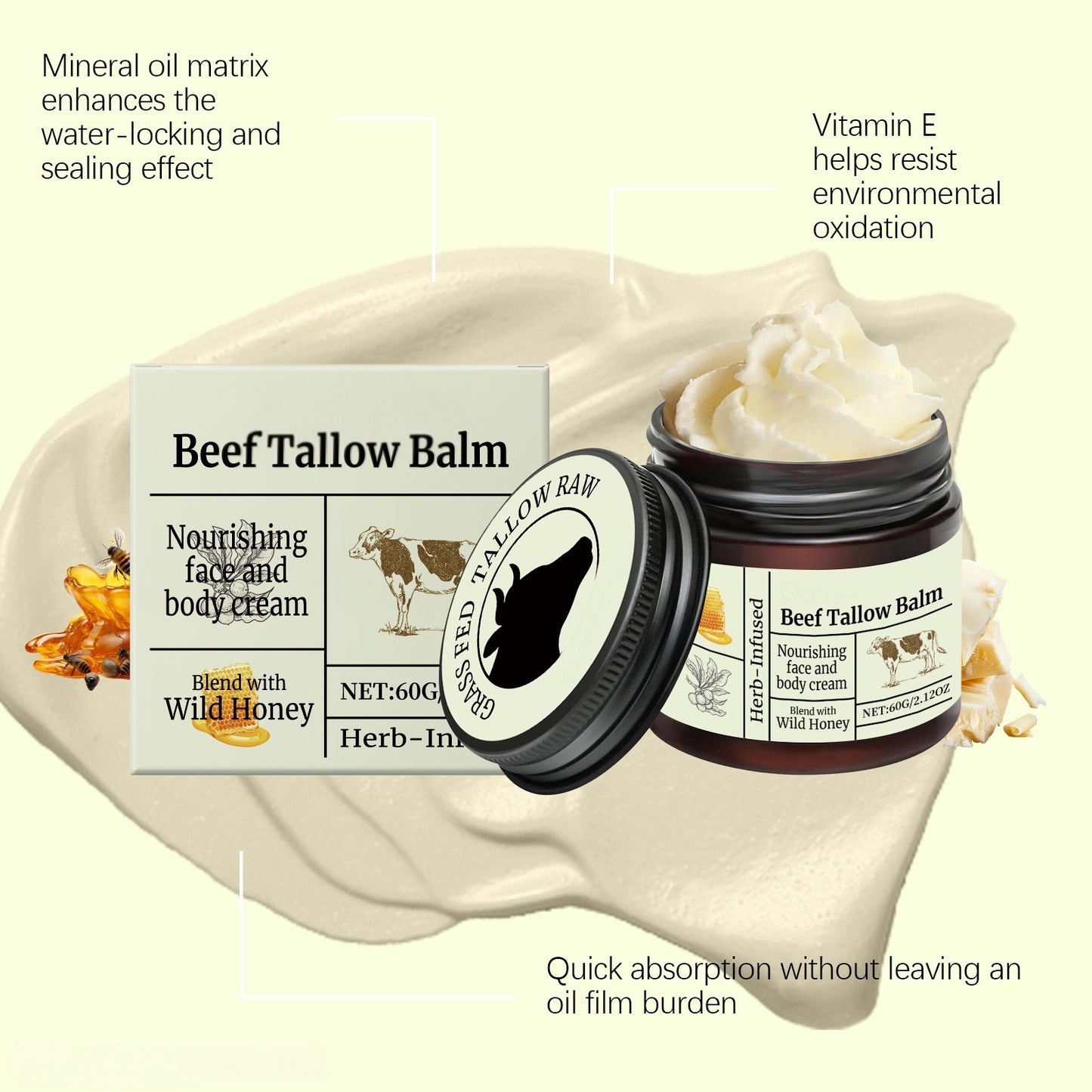 Beef tallow balm moisturiser